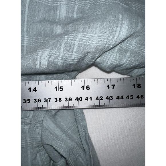 Pink Lily Romper Womens Medium Green Striped Gauze Short Sleeve Tie Waist Ruffle - Picture 5 of 6